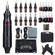 💉 ultimate rotary tattoo pen kit with tattoo machine, cartridge needles, foot pedal, and power supply set - perfect for tattoo artists and beginners (black) logo