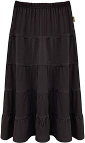 img 1 attached to Ankle Length Long Stretch Knit 5 Tiered Skirt for Baby Girls (Children's)