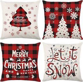 img 4 attached to Christmas Decorations Farmhouse Buffalo Holiday Bedding for Decorative Pillows, Inserts & Covers