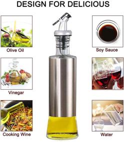 img 3 attached to 🍶 Mincham Olive Oil Dispenser Bottle 12oz (350ml) - Premium Glass Stainless Steel Oil and Vinegar Cruet with Spout and Pouring Funnel for the Kitchen - No-drip Oil Bottle