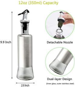 img 2 attached to 🍶 Mincham Olive Oil Dispenser Bottle 12oz (350ml) - Premium Glass Stainless Steel Oil and Vinegar Cruet with Spout and Pouring Funnel for the Kitchen - No-drip Oil Bottle