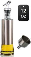 🍶 mincham olive oil dispenser bottle 12oz (350ml) - premium glass stainless steel oil and vinegar cruet with spout and pouring funnel for the kitchen - no-drip oil bottle logo