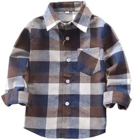 img 1 attached to 👧 Tortor 1Bacha Kid Girl Boy Long Sleeve Plaid Flannel Shirt with Button-Down Design