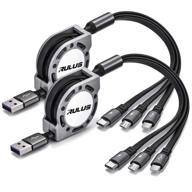 🔌 2 шт. удлиненный многозарядный usb-кабель 3a, rulus 4фт 3-в-1 многозарядный кабель для телефона/type-c/micro-usb портов, совместимый с мобильными телефонами, samsung galaxy, huawei, lg, htc, планшетами логотип