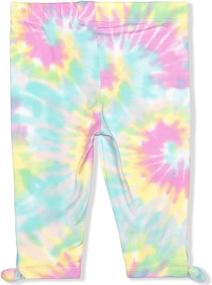 img 2 attached to 🌈 Young Hearts Girl's 2-Pack Legging Pant Set with Solid, Glitter, Rib Tie Dye, or Floral Design incl. Hair Bow Scrunchie