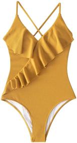 img 3 attached to 👙 CUPSHE Women's Ruffle Wrap One Piece Swimsuit: Textured Beach Swimwear for Stylish Bathing