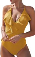 👙 cupshe women's ruffle wrap one piece swimsuit: textured beach swimwear for stylish bathing logo