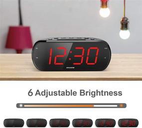 img 1 attached to 🕰️ ANJANK 7" Large LED Display Digital Radio Alarm Clock: Easy-to-Read, 6 Level Dimmer, USB Charger, FM Radio with Sleep Timer - Adjustable Volume - Battery Backup - Snooze - Alarm Clocks for Bedroom, Bedside, Desk