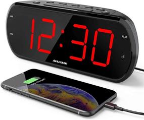 img 4 attached to 🕰️ ANJANK 7" Large LED Display Digital Radio Alarm Clock: Easy-to-Read, 6 Level Dimmer, USB Charger, FM Radio with Sleep Timer - Adjustable Volume - Battery Backup - Snooze - Alarm Clocks for Bedroom, Bedside, Desk
