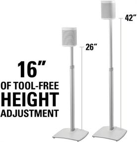 img 3 attached to Sanus Wireless Speaker Stands - Adjustable Height for SONOS ONE, ONE SL, Play:1, and Play:3 - Easy Height Adjustment Up to 16" - Built-in Cable Management - Single White