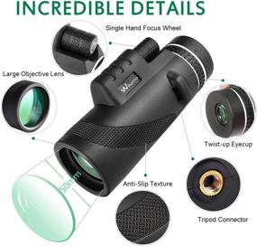 img 3 attached to Compact 40×60 Handheld Telescope with High Power Zoom, BAK4 Prism for Bird Watching, Wildlife Traveling, Concerts, Sports Games - includes Holder, Tripod Clip