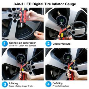 img 2 attached to High-Precision Digital Tire Inflator with Pressure Gauge, 255PSI LED Display, Heavy Duty Air Compressor Accessories 3-Piece Set, Air Down Kit with Quick Rubber Hose and Quick Connect Coupler