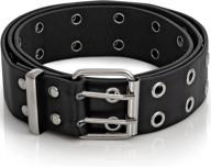 👖 skeleteen double grommet punk belt: stylish men's accessory for belts logo