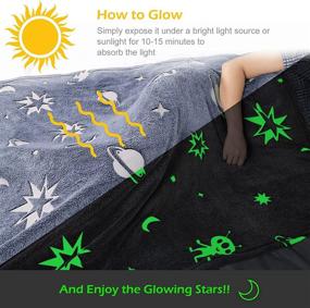 img 2 attached to 🌌 Glow in The Dark Throw Blanket for Kids, Teens & Adults - Astronaut Space Design, Soft & Cozy Plush - Perfect as Birthday or Christmas Gift