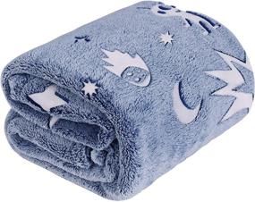 img 4 attached to 🌌 Glow in The Dark Throw Blanket for Kids, Teens & Adults - Astronaut Space Design, Soft & Cozy Plush - Perfect as Birthday or Christmas Gift