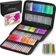 🖍️ 120 pack gel pens for adult coloring books: vibrant artist colored gel marker pens set - includes 60 refills and travel case - ideal for beginners, kids, drawing, doodling, journaling, craft, and art supplies logo