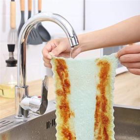 img 1 attached to 12-Pack Kitchen Cloth Dish Towels by KENAST - Premium Cleaning Cloths, Super Absorbent Coral Velvet Dishtowels, Ideal for Household Cleaning, Nonstick Oil Washable & Fast Drying