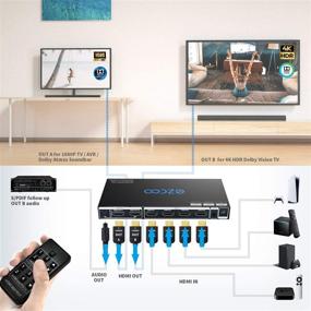 img 2 attached to 🔌 Advanced HDMI Matrix 4 In 2 Out with 4K 60Hz, HDR 10, Dolby Atmos, and HDCP2.2 - Perfect AV Solution with Audio Extractor, HDMI Scaler, and IR Remote