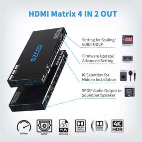 img 3 attached to 🔌 Advanced HDMI Matrix 4 In 2 Out with 4K 60Hz, HDR 10, Dolby Atmos, and HDCP2.2 - Perfect AV Solution with Audio Extractor, HDMI Scaler, and IR Remote