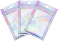 🌈 holographic rainbow mylar zip lock bags - 200 pcs double-sided metallic packaging bags for food storage and lip gloss, resealable & smell proof - 2.95 x 4.7 inch логотип