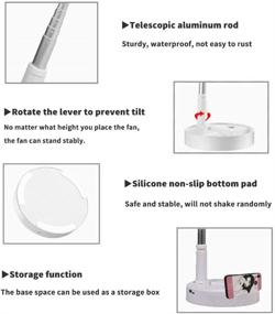 img 1 attached to 💨 Portable Desk and Table Telescopic Fan: Height Adjustable, Folding Pedestal Stand Floor Fan for Office, Home, Outdoor, and Camping - USB Rechargeable Air Circulator with Mute Function & 4 Speed Settings (White)