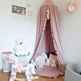 img 3 attached to 🏰 Transform your Nursery with the MOMAID Baby Bed Canopy - a Charming Frilled Crib Reading Nook and Game Tent Plus Hanging Net for Kids - Perfect for Nursery Play Room Decor!
