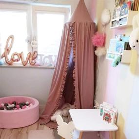 img 1 attached to 🏰 Transform your Nursery with the MOMAID Baby Bed Canopy - a Charming Frilled Crib Reading Nook and Game Tent Plus Hanging Net for Kids - Perfect for Nursery Play Room Decor!