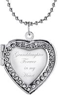 cherished memories: latigerf granddaughter forever in my heart locket necklace with engraved pendant for picture and photo display logo