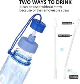 img 1 attached to 💧 Cille 40oz Tritan Water Bottle with Straw & Time Marker, Motivational and BPA Free for Sports & Fitness - Blue, Reusable with Removable Straw & Cleaning Brush