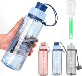 img 4 attached to 💧 Cille 40oz Tritan Water Bottle with Straw & Time Marker, Motivational and BPA Free for Sports & Fitness - Blue, Reusable with Removable Straw & Cleaning Brush