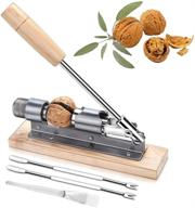 🔨 egetota heavy duty nutcracker plier opener tool for easy cracking pecans, walnuts, hazelnuts, almonds, chestnuts - desktop design with wood base, handle, 2 picks, and 1 cleaning brush logo