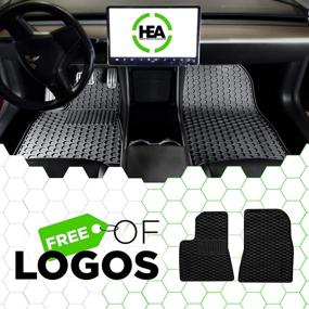img 3 attached to T1A TruBuilt 1 Automotive Honeycomb Floor Mats for Tesla Model 3 - Heavy Duty Interior Liners fit 2017-2020 M3, No Logo - Front & Back Waterproof All Season Latex Accessories by HEA