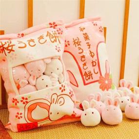 img 1 attached to Charming Cherry Blossom Bunny Plush Toy Bag: Cute Stuffed Animal Throw Pillow for Creative Room Decor and Unique Gifts