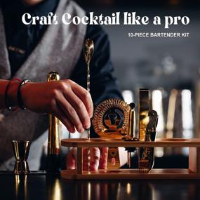 img 2 attached to 🍸 Stylish Bartender Kit, 11-Piece Bar Tools Set with Stand - Perfect for Home Cocktail Shaker Set and Martini Mixing - Includes Cocktail Recipes Cards (Gold)