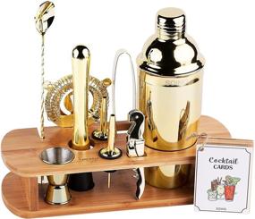 img 4 attached to 🍸 Stylish Bartender Kit, 11-Piece Bar Tools Set with Stand - Perfect for Home Cocktail Shaker Set and Martini Mixing - Includes Cocktail Recipes Cards (Gold)