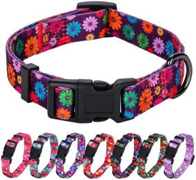 img 4 attached to 🌼 Spring Cute Daisy Flower Pattern and American Flag Print Dog Collar by Rhea Rose