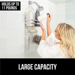 img 1 attached to Gorilla Grip Anti-Swing Oversized Shower Caddy: Rust Resistant Chrome Organizer with 2 Shelves, Holds 11 lbs, Strong Suction Cups, Hooks - Perfect Bathtub Accessory for Easy Hanging and Showerhead Storage