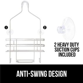 img 3 attached to Gorilla Grip Anti-Swing Oversized Shower Caddy: Rust Resistant Chrome Organizer with 2 Shelves, Holds 11 lbs, Strong Suction Cups, Hooks - Perfect Bathtub Accessory for Easy Hanging and Showerhead Storage