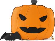🎃 stylish qiming halloween pumpkin shoulder ornament women's handbags & wallets: perfect styles for spooky chic logo