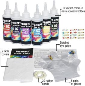 img 3 attached to 🌈 Vibrant Tie Dye Kit for All Ages: Unlimited Fun with Novice Partner, 6 Colors, 12+ Projects, and Step-by-Step Guide – Perfect for Group Parties! Includes Rubber Bands, Gloves, Tablecover & 4 fl. oz Bottle