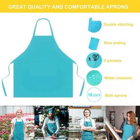 img 3 attached to 👩 10-Pack Blue Bib Aprons Bulk for Women and Girls with Pockets – Perfect for Baking, Painting, BBQ, Cooking – Kitchen Apron Set (10, Blue)