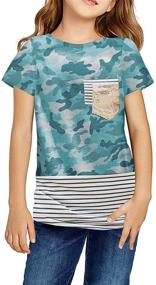 img 4 attached to 👚 Dokotoo Girls' Colorblock Striped Sleeve Shirts – Top-Quality Tees, Tops & Blouses