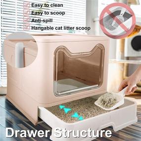 img 3 attached to 🐱 Voopet Cat Litter Box with Lid, Foldable and Dog-Proof - Large Drawer Type Cat Potty Pan, Includes Scoop for Easy Cleaning & Anti-Splash Design, Dimensions: 20" L x 16" W x 15" H