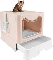 🐱 voopet cat litter box with lid, foldable and dog-proof - large drawer type cat potty pan, includes scoop for easy cleaning & anti-splash design, dimensions: 20" l x 16" w x 15" h logo