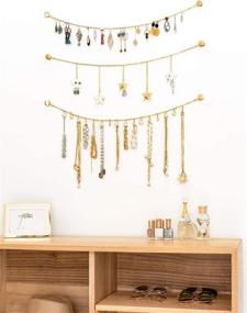 img 2 attached to 🌟 Organize and Display Your Jewelry with Mkono 3 Pack Hanging Jewelry Organizer - Wall Mounted with Gold Metal Stars Decorations and 16 Hooks