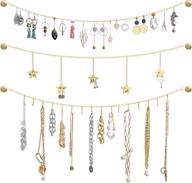 🌟 organize and display your jewelry with mkono 3 pack hanging jewelry organizer - wall mounted with gold metal stars decorations and 16 hooks логотип