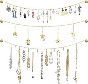 img 4 attached to 🌟 Organize and Display Your Jewelry with Mkono 3 Pack Hanging Jewelry Organizer - Wall Mounted with Gold Metal Stars Decorations and 16 Hooks