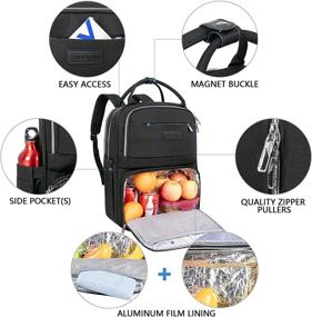 img 3 attached to 🎒 VANKEAN Large Lunch Backpack Cooler Bag with Lunch Box, Waterproof Laptop Backpack with USB Port for 15.6 Inch Laptops, Insulated Lunch Bag for School Work Camping, Backpack for Men and Women