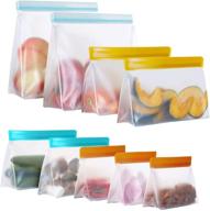 👜 stand up reusable food storage bags - pack of 9, ziplock freezer bags for leakproof storage - gallon size, versatile reusable food and sandwich bags - ideal for kids snacks logo