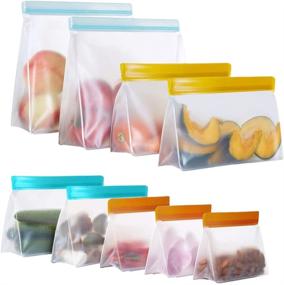 img 4 attached to 👜 Stand Up Reusable Food Storage Bags - Pack of 9, Ziplock Freezer Bags for Leakproof Storage - Gallon Size, Versatile Reusable Food and Sandwich Bags - Ideal for Kids Snacks